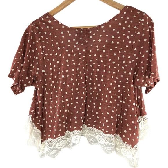 O'Neill mauve polka dot crop with lace - Picture 2 of 7